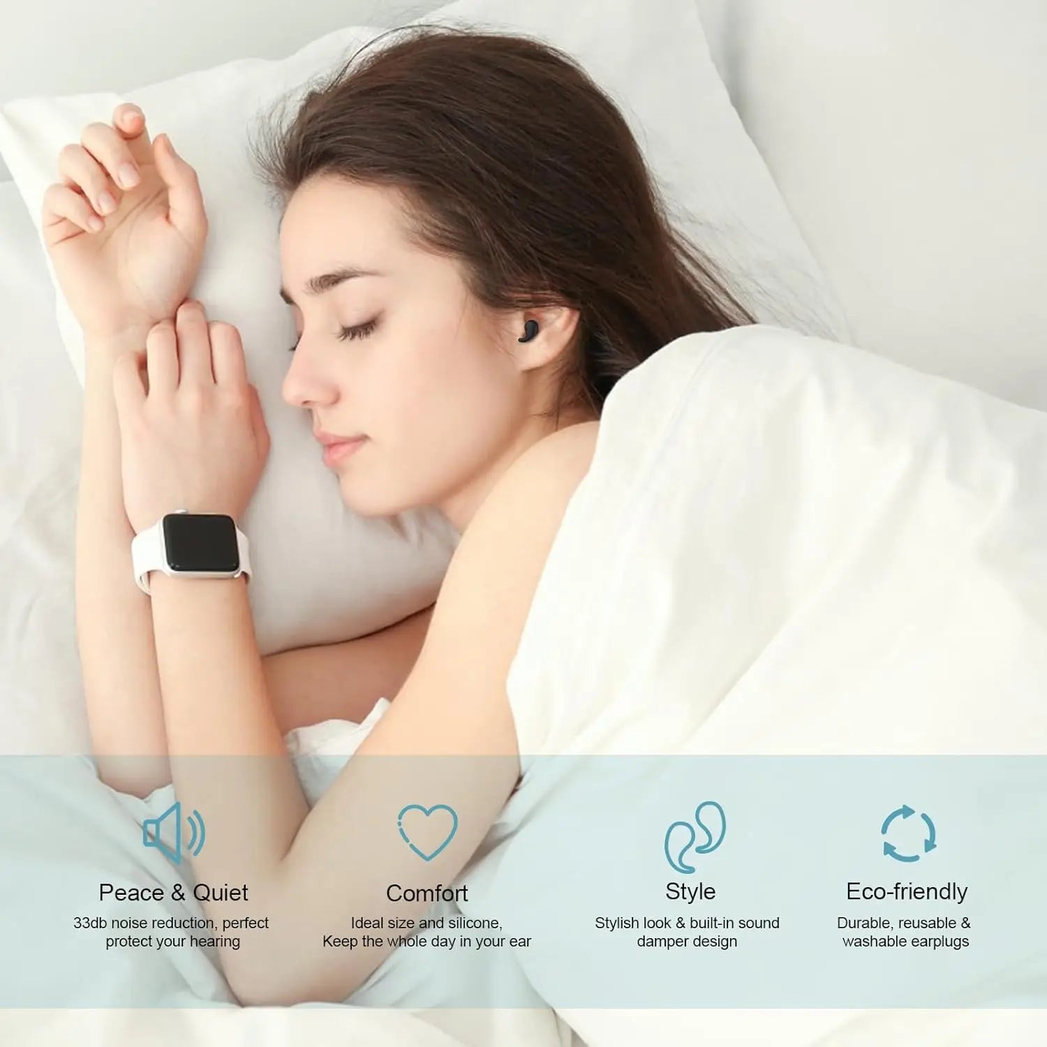 Eayburst Ear Plugs for Sleeping Noise Reduction with 8 Ear Tips Reusable Hearing Protection Silicone Earplugs for Concert Work